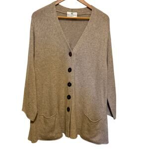 Iris von Armim Made in Italy 100% Cashmere Beige 5 Button Cardigan Sweater
